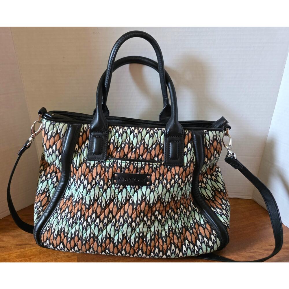 Vera Bradley Large Trapeze Tote Shoulder Bag Sierra Stream - Picture 1 of 7